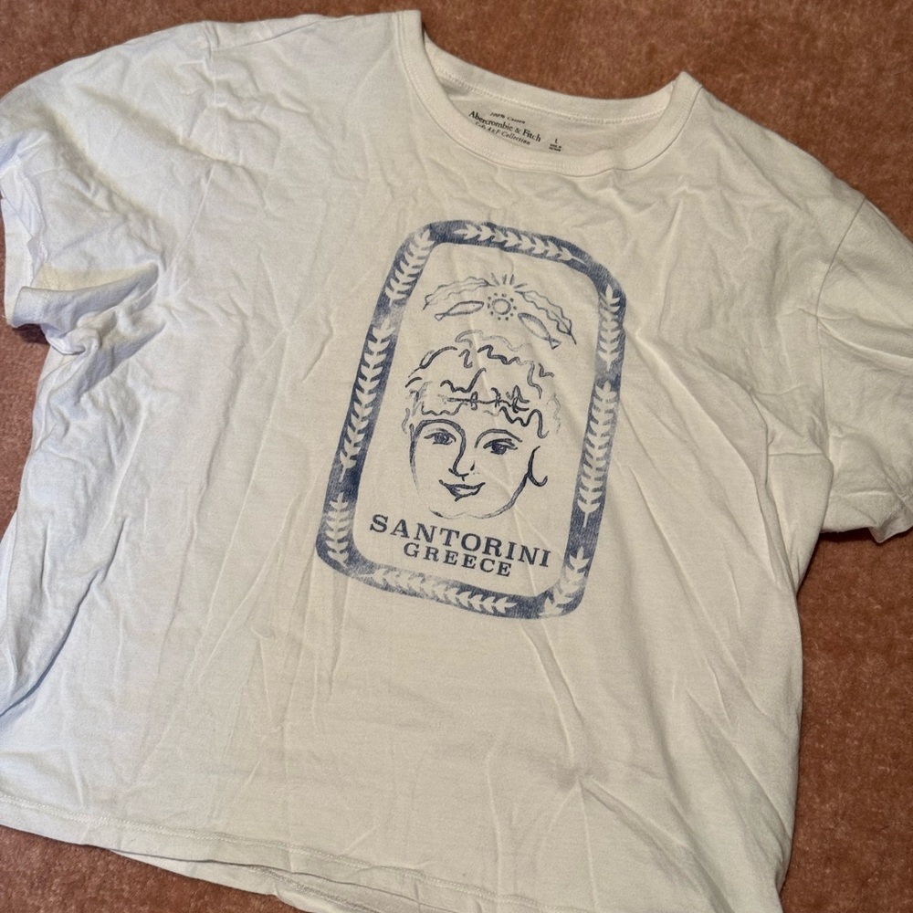 Abercrombie & Fitch White Tee with Blue Graphic